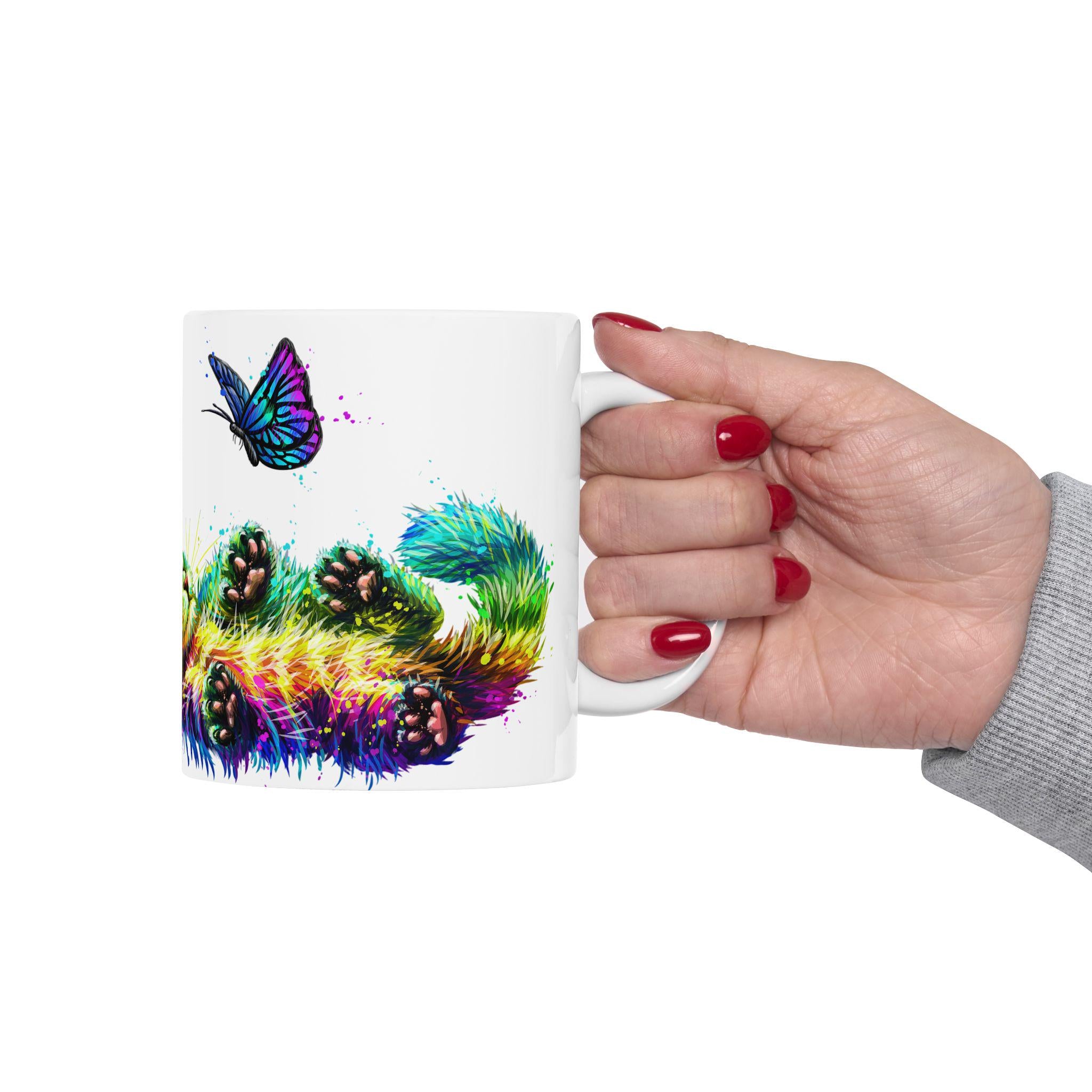 Taza de Gato Colorida y Psicodélica - Regalo Whimsical para Cat Lovers, Mug de Cerámica Estética de Gatos, Regalo para Dueños de Gatos
