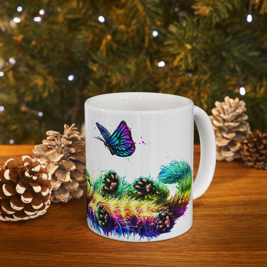 Taza de Gato Colorida y Psicodélica - Regalo Whimsical para Cat Lovers, Mug de Cerámica Estética de Gatos, Regalo para Dueños de Gatos