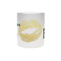 Taza Metálica Chic con Estampado de Beso - Regalo Glam para Mujer, Metallic Mug Kiss Print, Taza Estética de Maquillaje