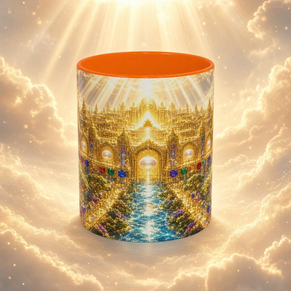 Heavenly City Christian Coffee Mug — Golden Celestial Paradise Design (11/15oz)