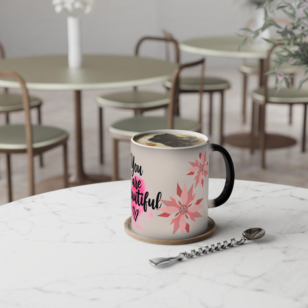 Taza Mágica Inspiracional - Color Changing Mug con Frase Motivadora, Regalo Sorpresa para Mujer, Vaso Sensible al Calor