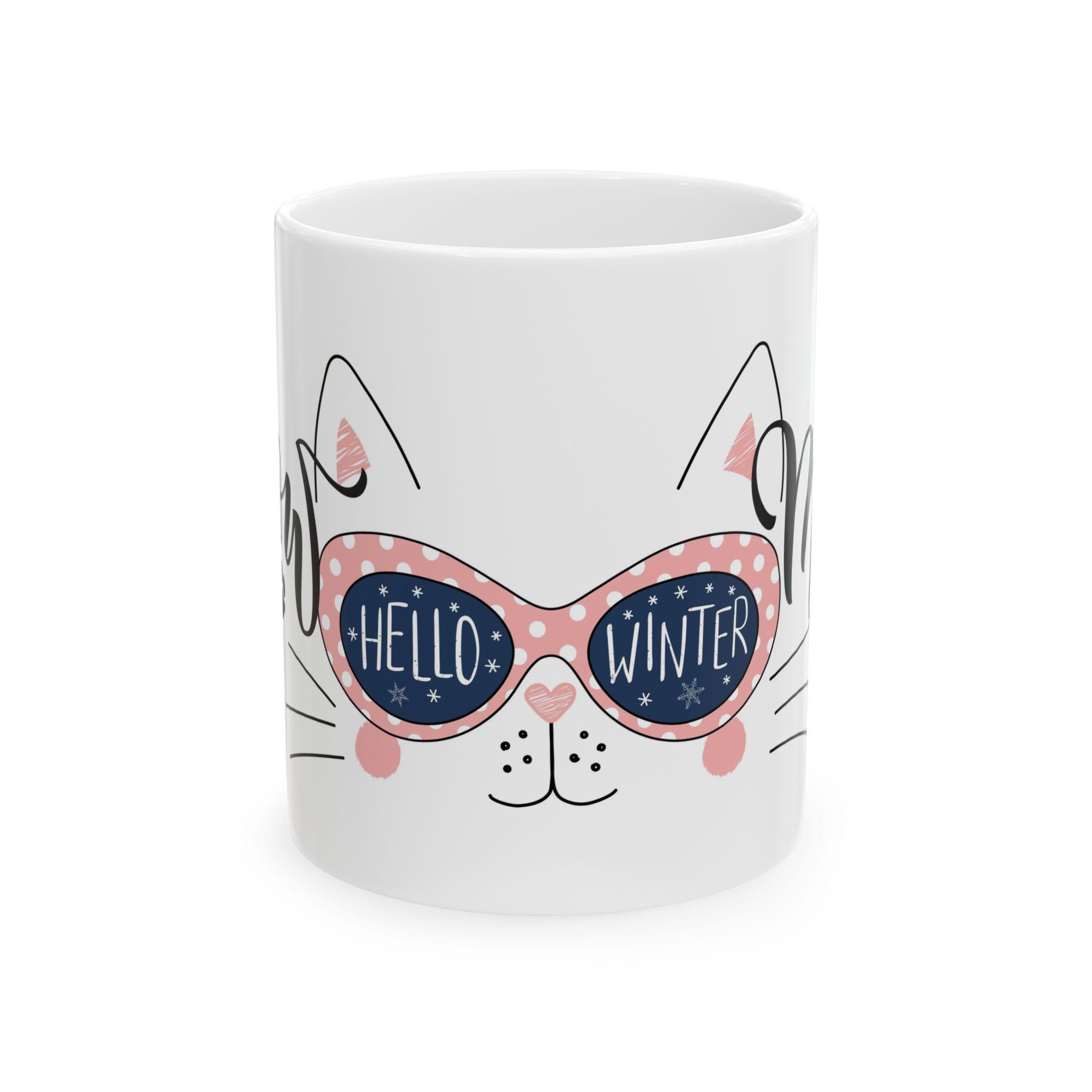 Whimsical Cat Mug | Cute Playful Cats Ceramic Coffee Cup, Kawaii Cat Lover Gift, Adorable Feline Design Mug for Her, Pastel Cat Aesthetic