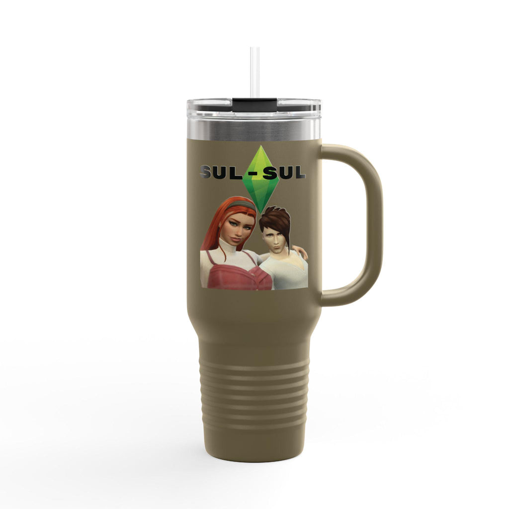 Personalized Sims Themed 40oz Insulated Tumbler | Cozy Gamer Gift, Plumbob Design Travel Mug, Custom Text for Sims Fans