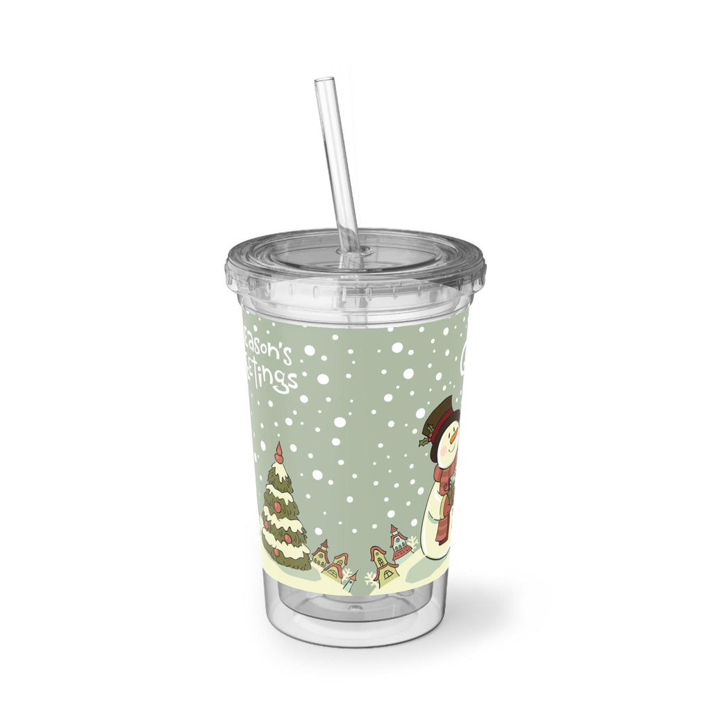 Pine Botanical Acrylic Cup with Straw | Reusable Iced Coffee Glass, Nature Lover Gift, 16oz Clear Tumbler