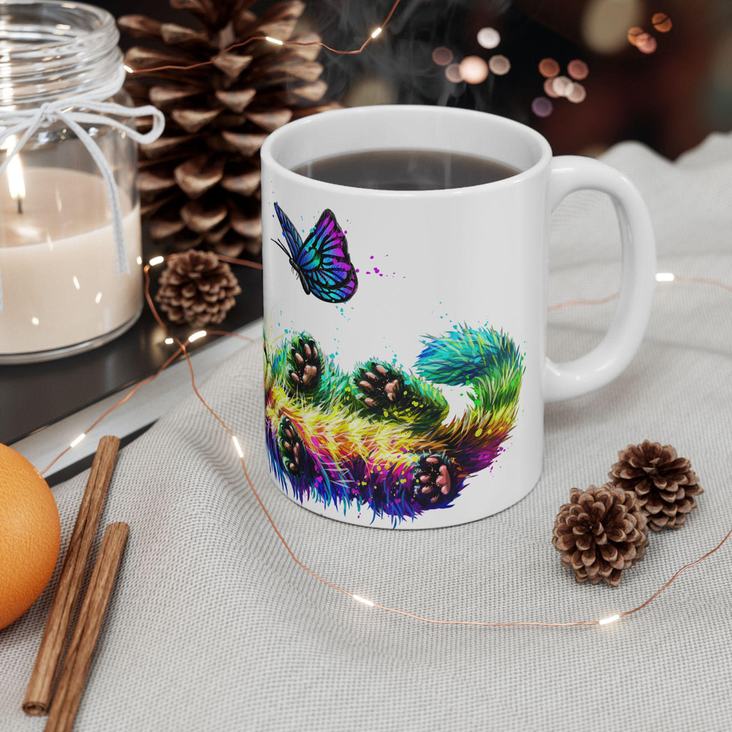 Taza de Gato Colorida y Psicodélica - Regalo Whimsical para Cat Lovers, Mug de Cerámica Estética de Gatos, Regalo para Dueños de Gatos