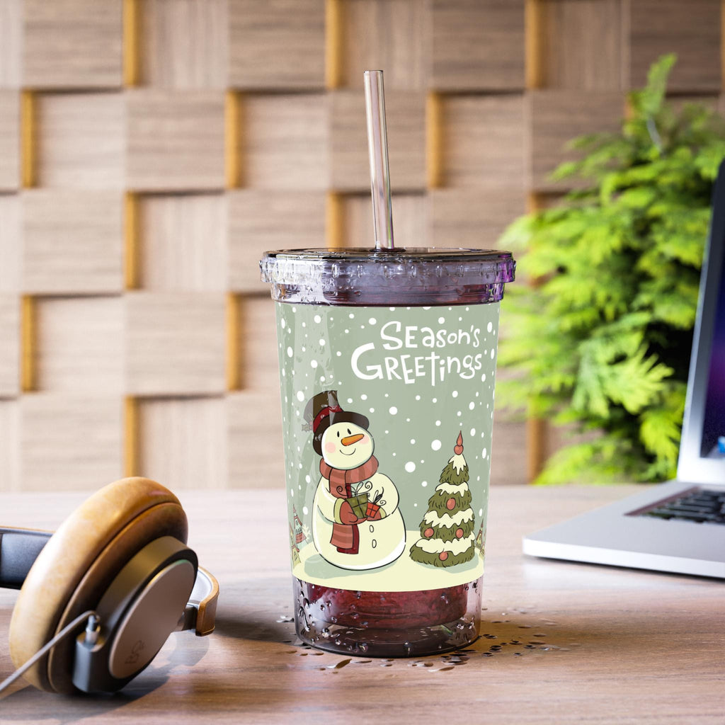 Pine Botanical Acrylic Cup with Straw | Reusable Iced Coffee Glass, Nature Lover Gift, 16oz Clear Tumbler