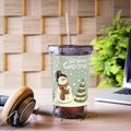 Pine Botanical Acrylic Cup with Straw | Reusable Iced Coffee Glass, Nature Lover Gift, 16oz Clear Tumbler