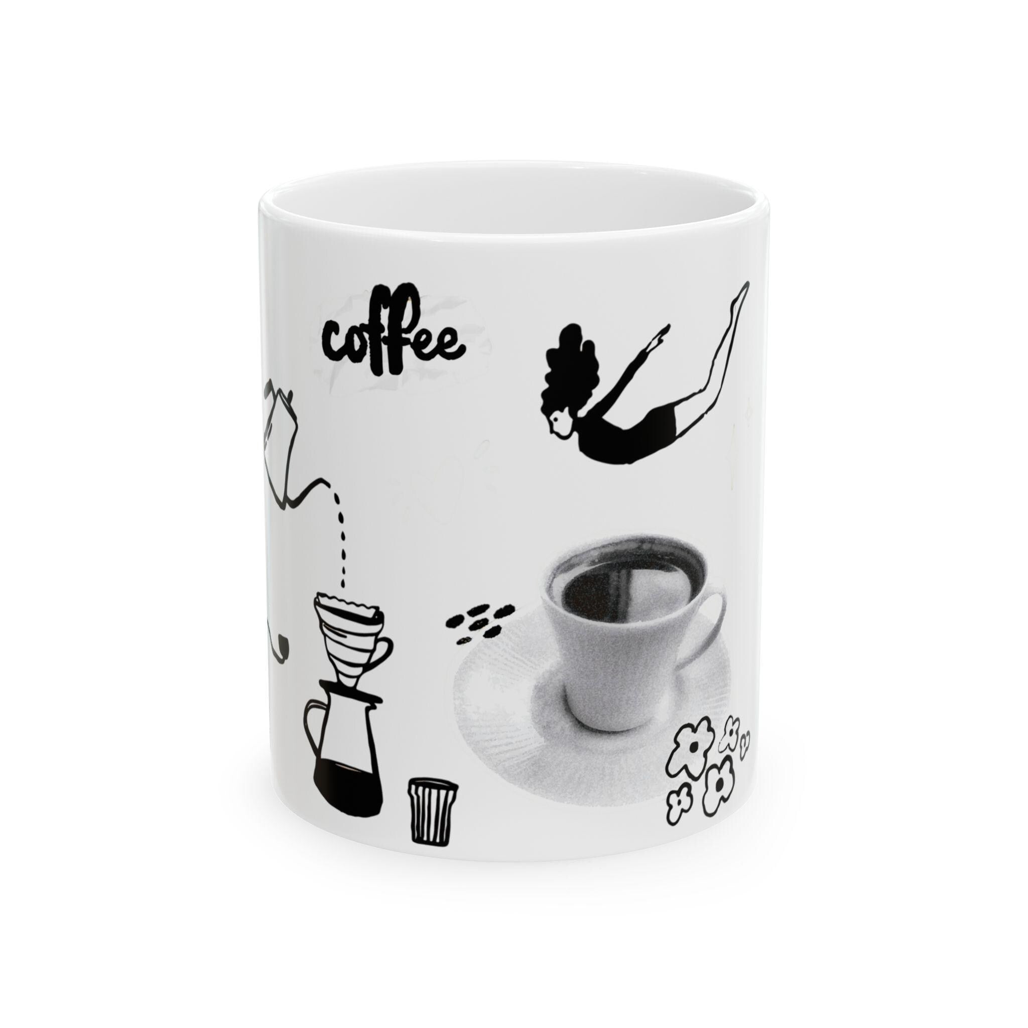 Taza de Cerámica Coffee Lovers - Regalo Estético para Amantes del Café,Mug de Cafetería Minimalista,Regalo de Cumpleaños para Coffee Addicts