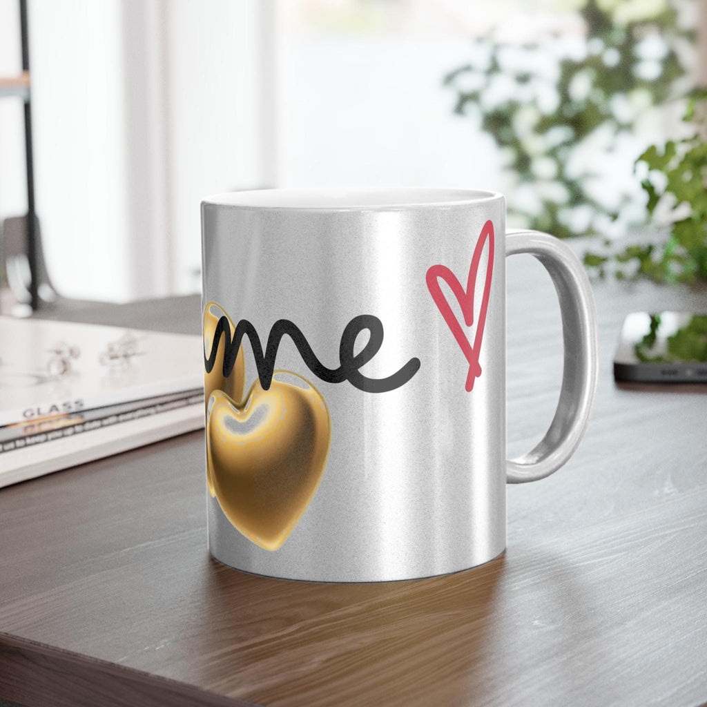 Rose Gold Metallic Heart Mug | Luxury Romantic Gift for Valentine's Day, Anniversary & Wedding, Elegant Coffee Cup
