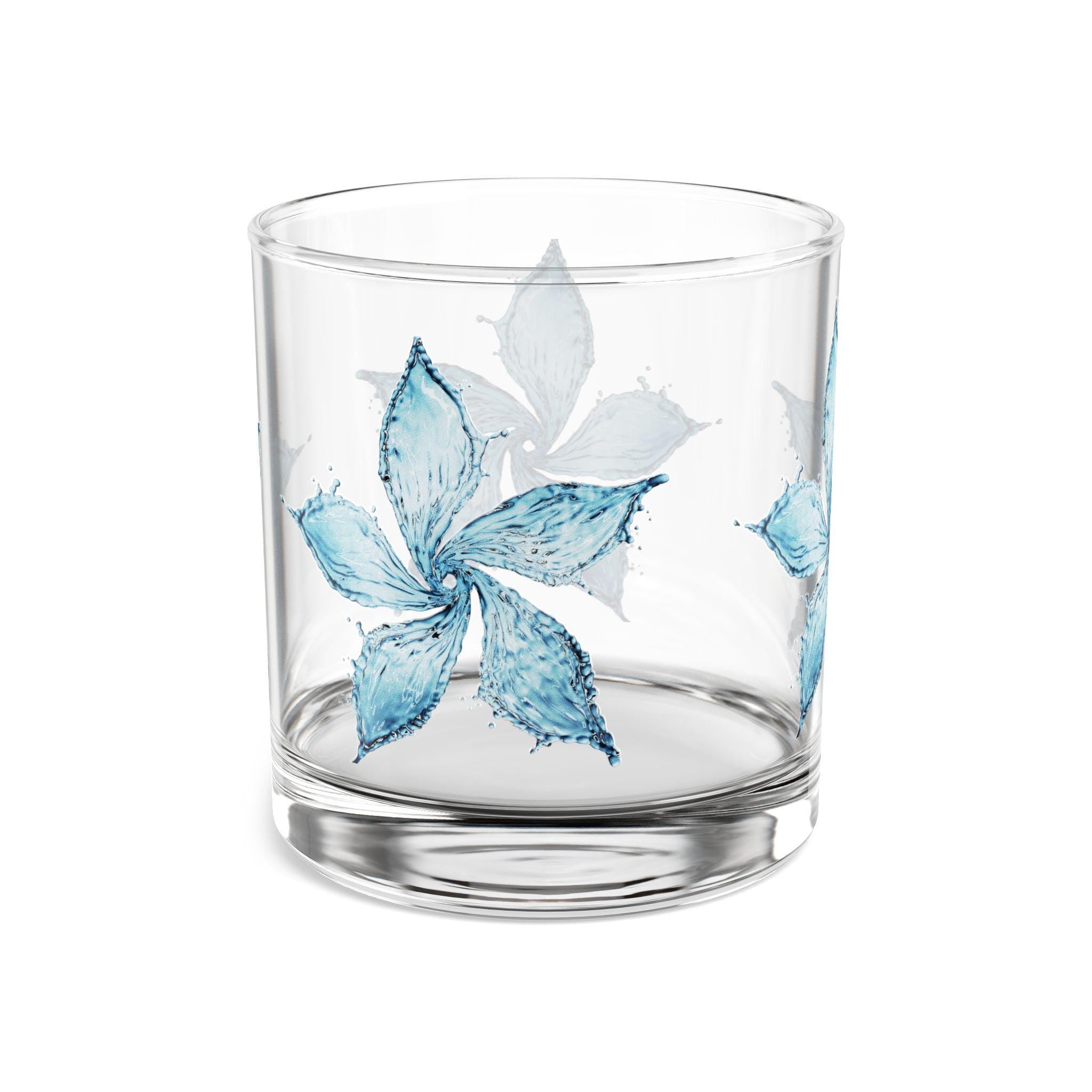 Vaso de Cristal Floral Rocks 10oz - Cristalería Estética de Flores, Vaso para Cócteles y Whisky, Regalo de Lujo para Mujer