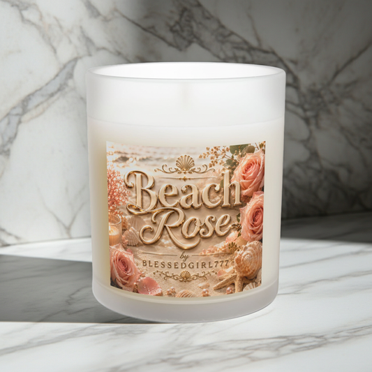 Beach Rose Glass Candle — 11oz Floral Coastal Scented Candle